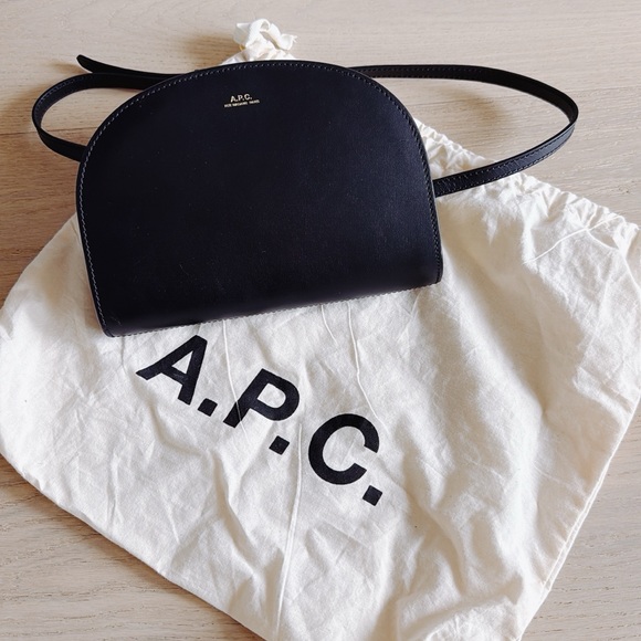A.P.C. Handbags - A.P.C. Black Demi-Lune Clutch Leather